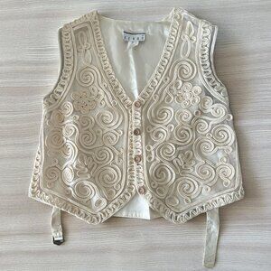 KENAR Vintage Cream Detailed Vest Size Large